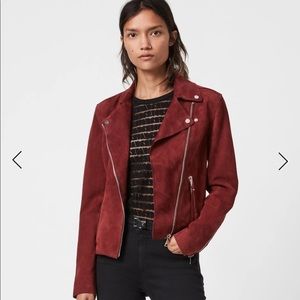 Allsaints Dalby redge Biker Jacket maroon red